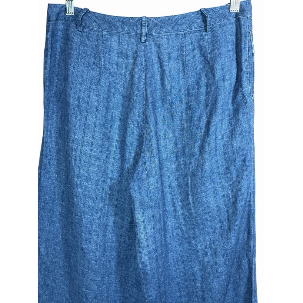 Lauren Ralph Lauren Blue Linen Pants Womens 10 Wide Leg Coastal Resort Chic - Picture 10 of 13